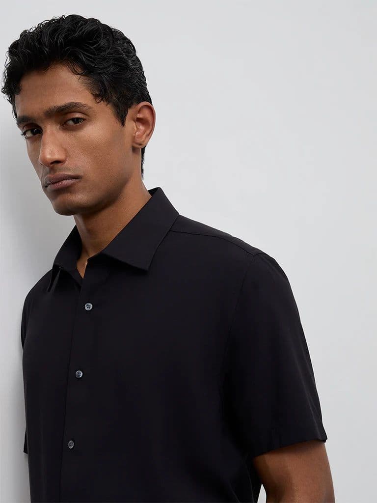 WES Formals Black Slim-Fit Shirt — photo 3