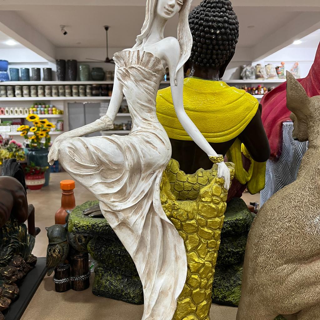White Statue of Woman in Dress | Sculpture | Porcelain | White