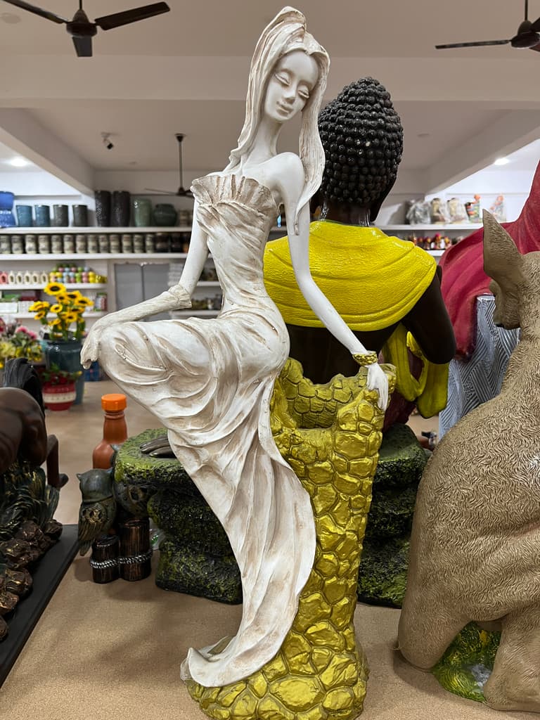 White Statue of Woman in Dress | Sculpture | Porcelain | White