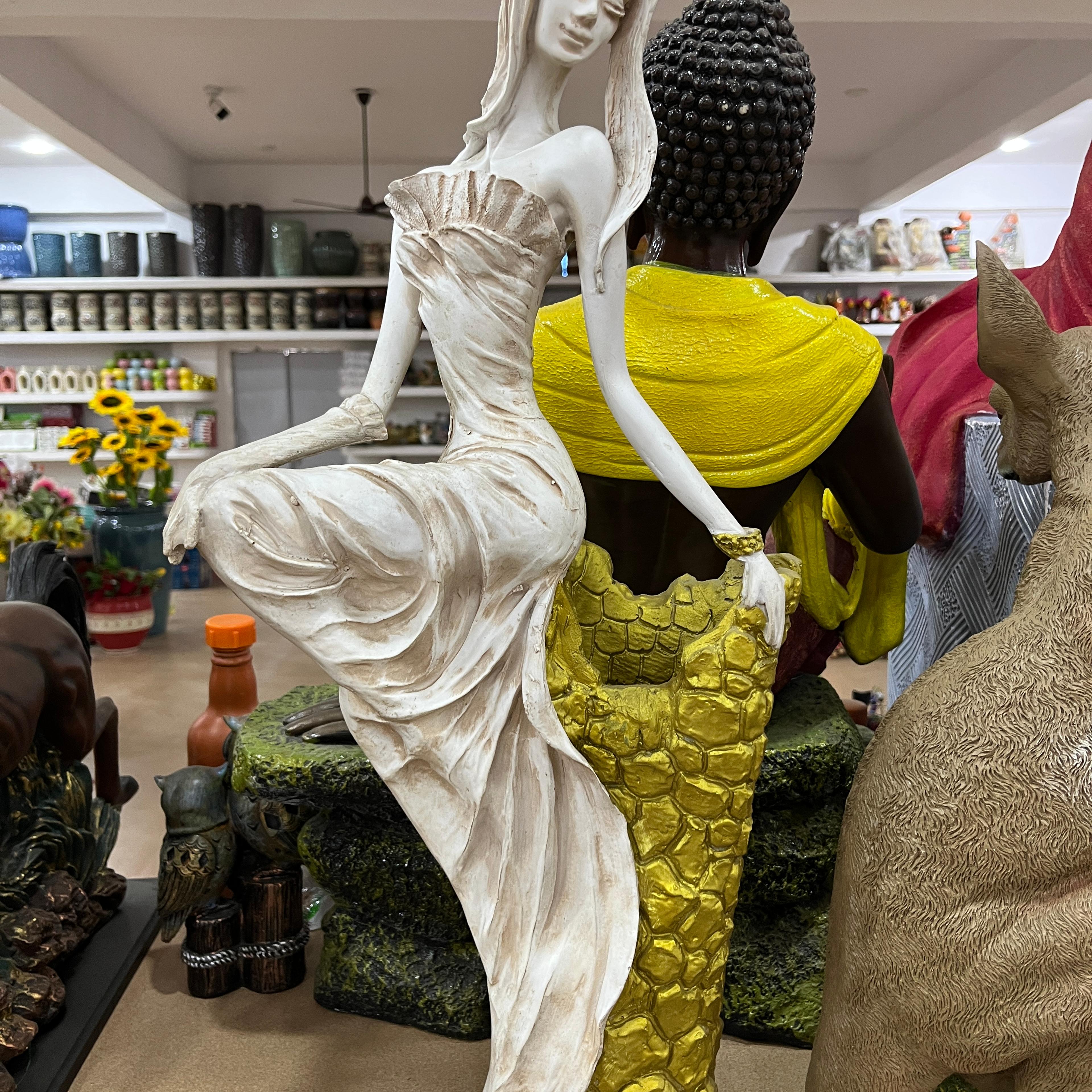 White Statue of Woman in Dress | Sculpture | Porcelain | White