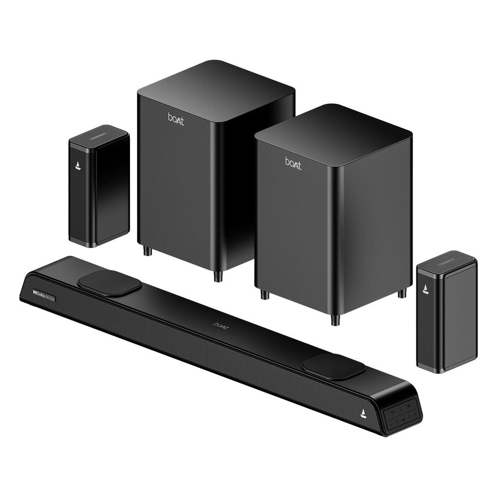 boAt Aavante Prime 5.2.4 6250DA | 625W 5.2.4 Channel Soundbar with Dolby Atmos, Dual Subwoofers & Wireless Rear Satellites — Premium Black