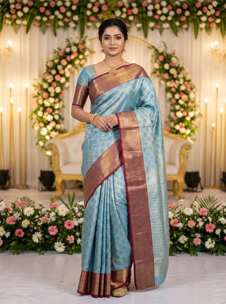 MIMOSA Women's Woven Design Kanjivaram Style Art Silk Saree with Blouse Piece - Ananda (SA00002734ANFREE) — photo 2