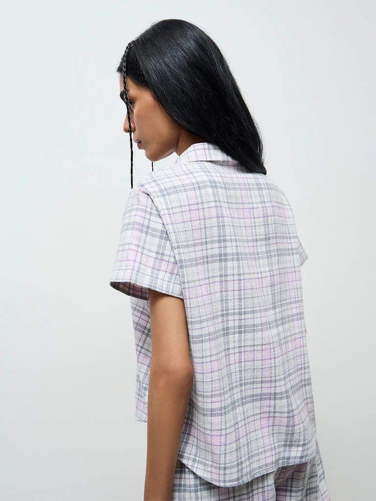 Superstar Grey Checkered Cotton Shirt — photo 4