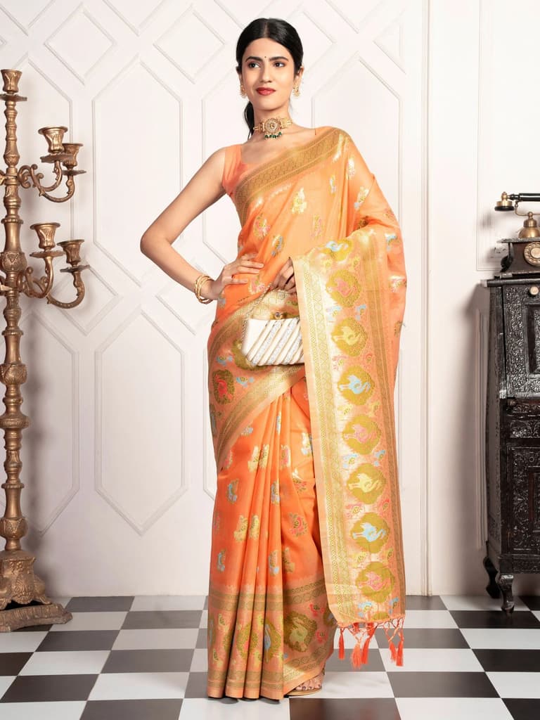 Mimosa Women's Woven Design Kanjivaram Style Art Silk Saree With Blouse Piece : SA00002067PCFREE — photo 2