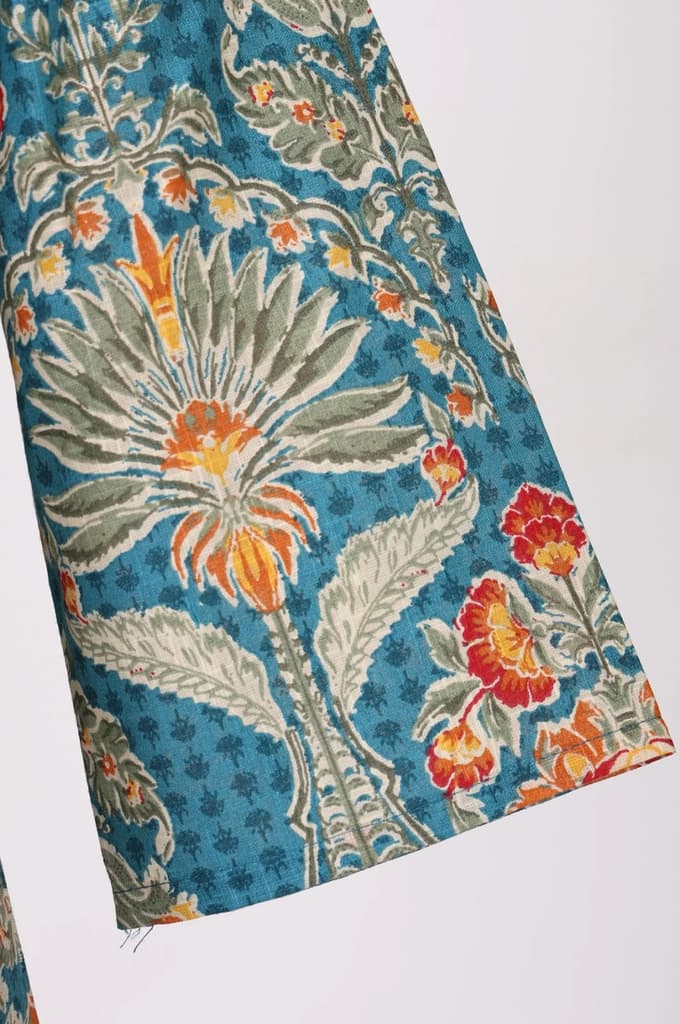 Teal Floral Printed Pure Cotton A-line Kurta — photo 7