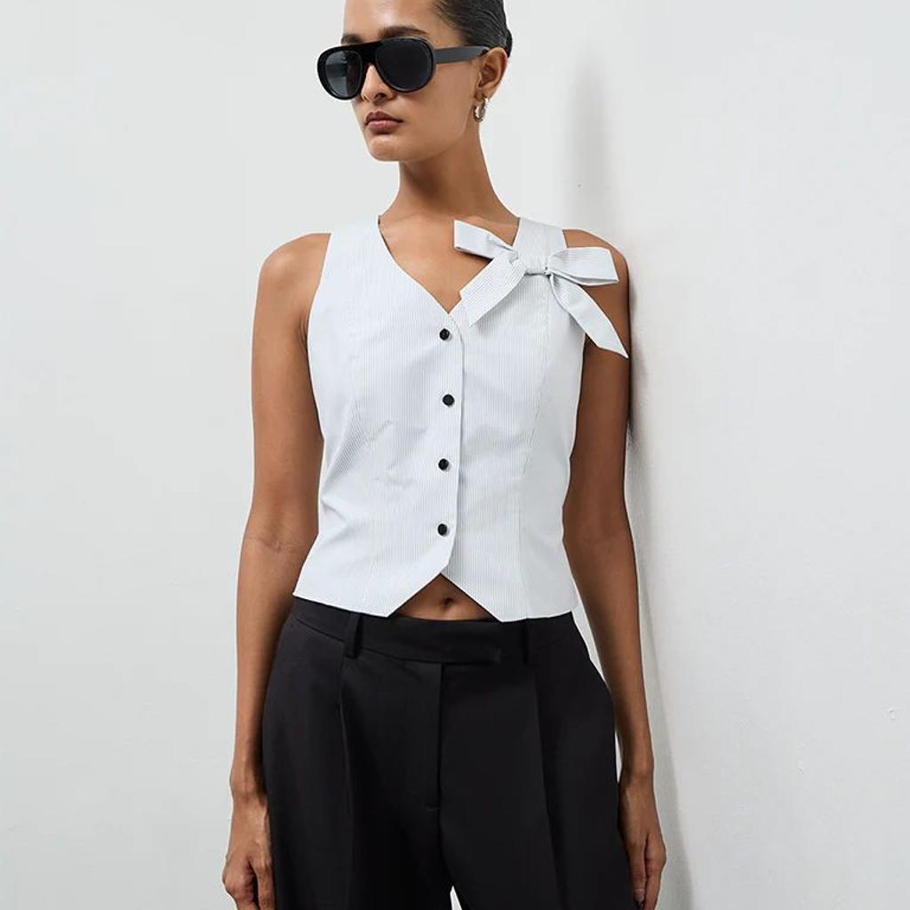 Wardrobe Ivory Bow-Detail Cotton Blouse
