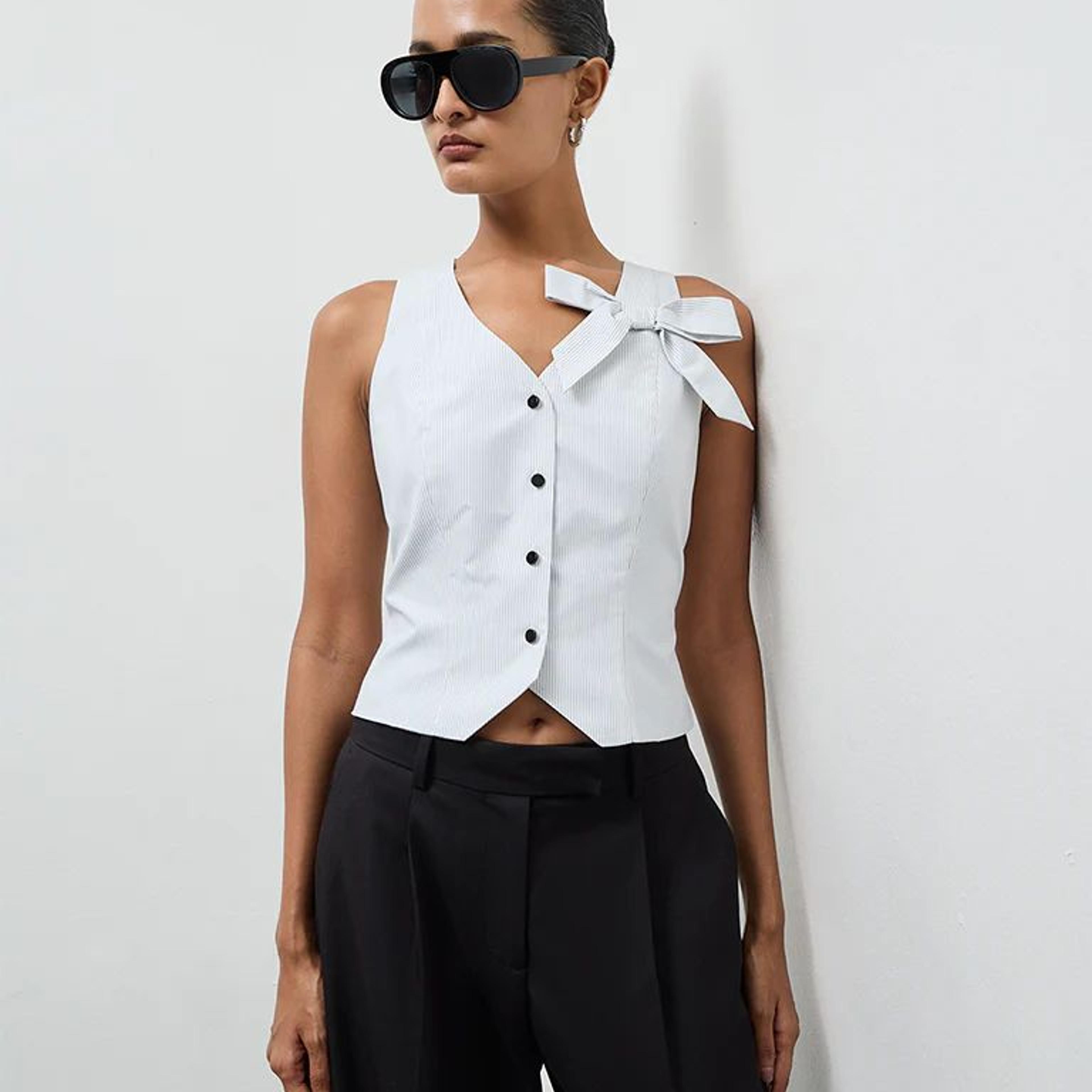 Wardrobe Ivory Bow-Detail Cotton Blouse