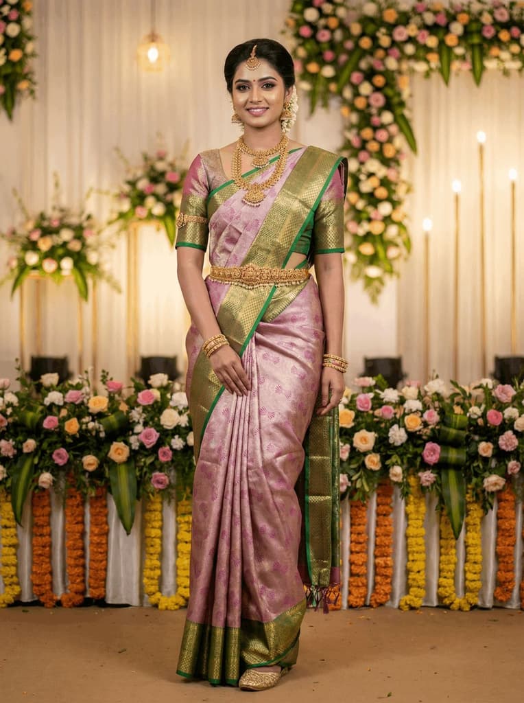 MIMOSA Women's Woven Design Kanjivaram Style Art Silk Saree with Blouse Piece - Magenta (SA00002804MJFREE) — Default Title
