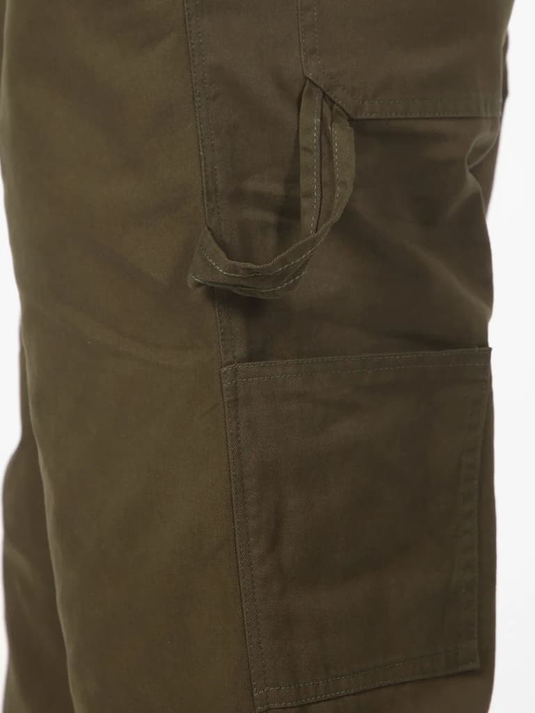 Men's Olive Loose Baggy Fit Solid Carpenter Trouser Pant with 5 Pockets Non-Stretchable — photo 5