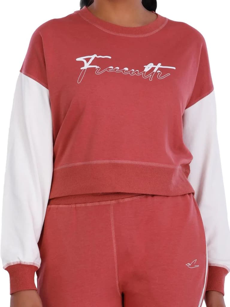 Brick Red Printed Crop Sweatshirt — photo 6