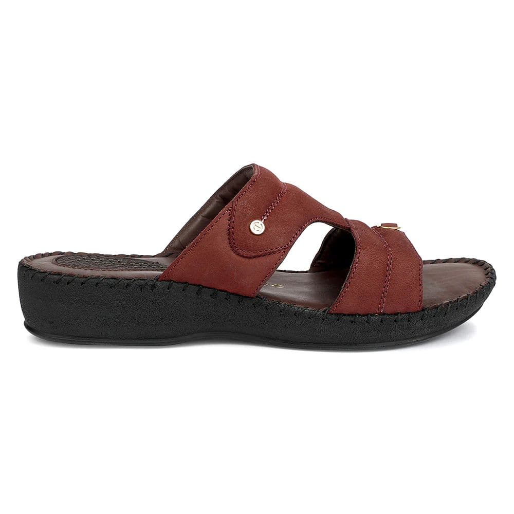 Healers Maroon Casual Flat Sandal for Women JFL-80 by Liberty — photo 2
