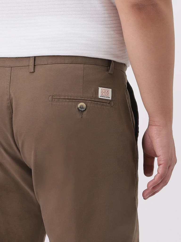 Plus Men's Dark Taupe Cotton Regular Fit Casual Chinos Trousers Stretch — photo 6