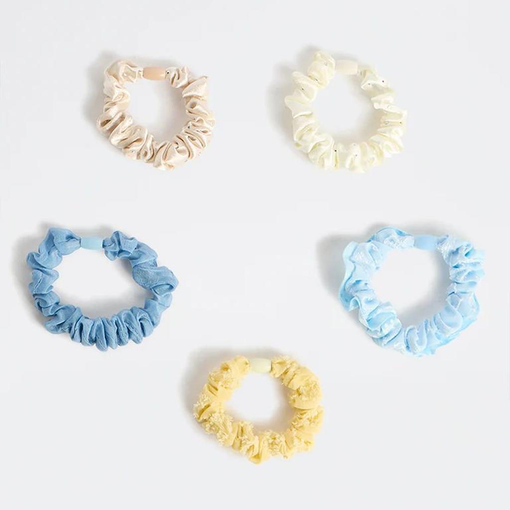Westside Accessories Multi-Coloured Textured Scrunchies - Pack of 5