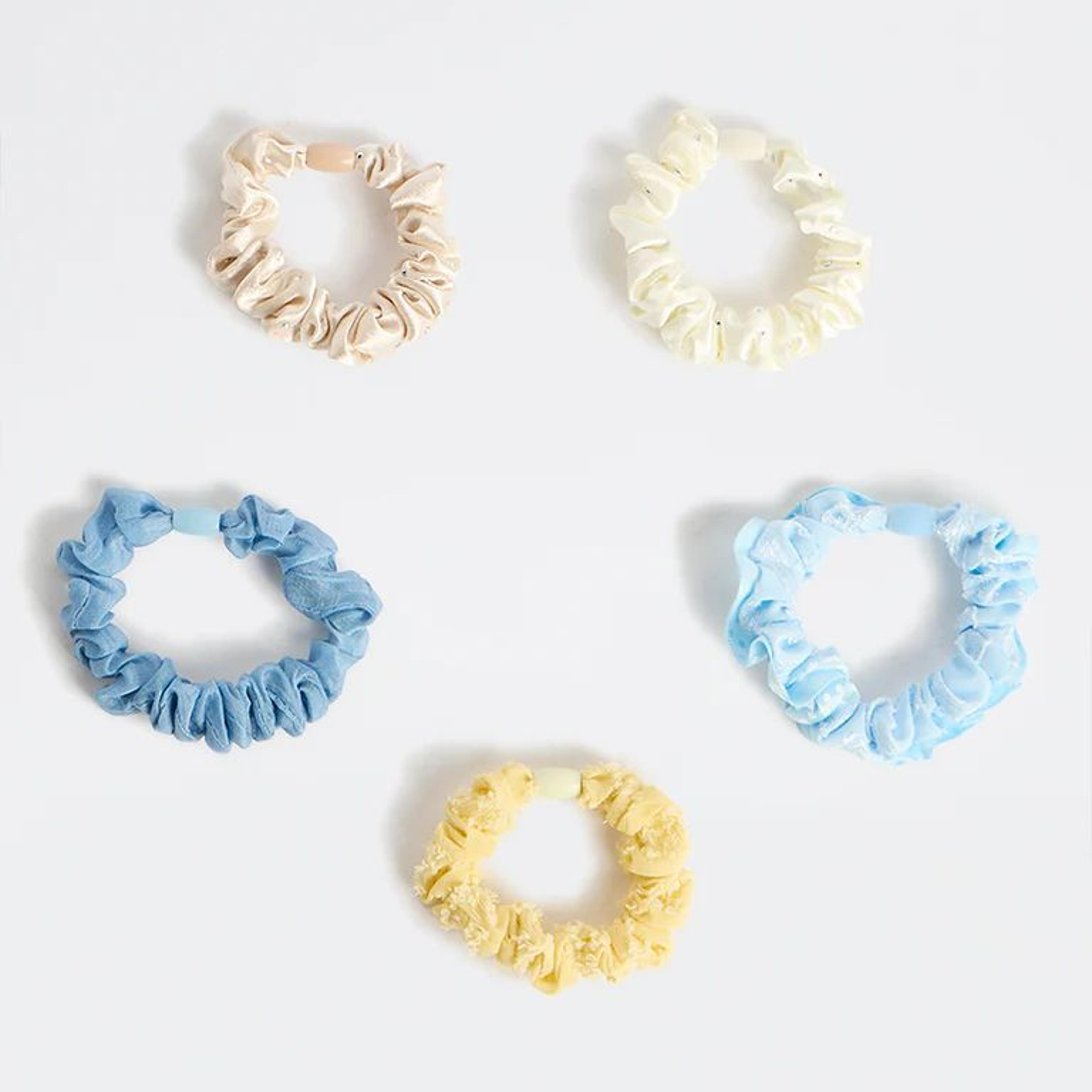 Westside Accessories Multi-Coloured Textured Scrunchies - Pack of 5