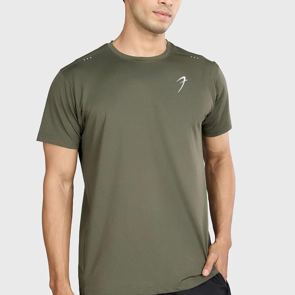 Laser Cut Running T-shirt Olive