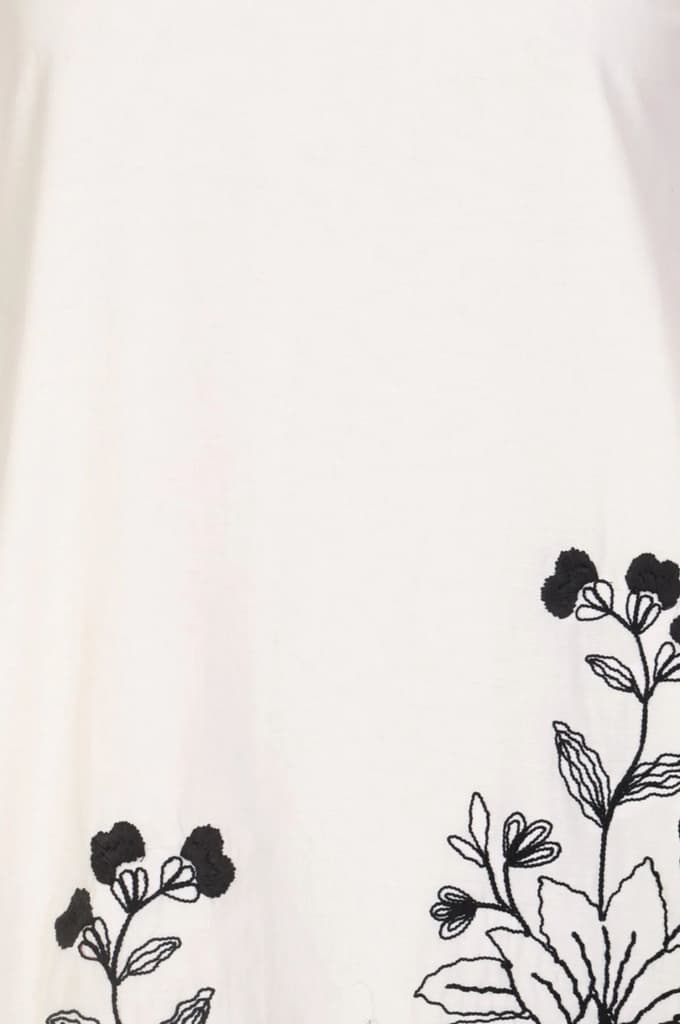 Off White Thread Embroidered Pure Cotton A-line Dress — photo 8