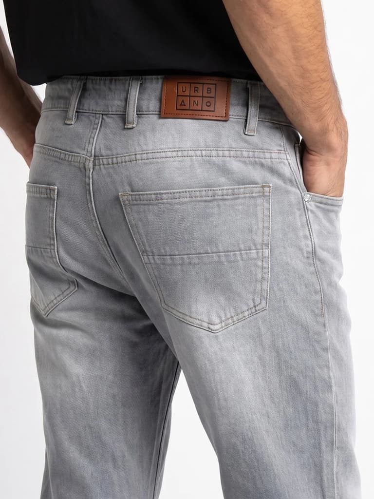 Men's Ice Grey Relaxed Fit Washed Denim Jeans Non-Stretchable — photo 6