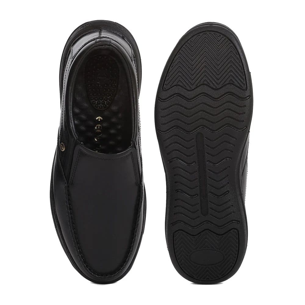 Healers LER-2 Men's Black Leather Formal Shoes with GEL INSOLE & Elastic Comfort — photo 4