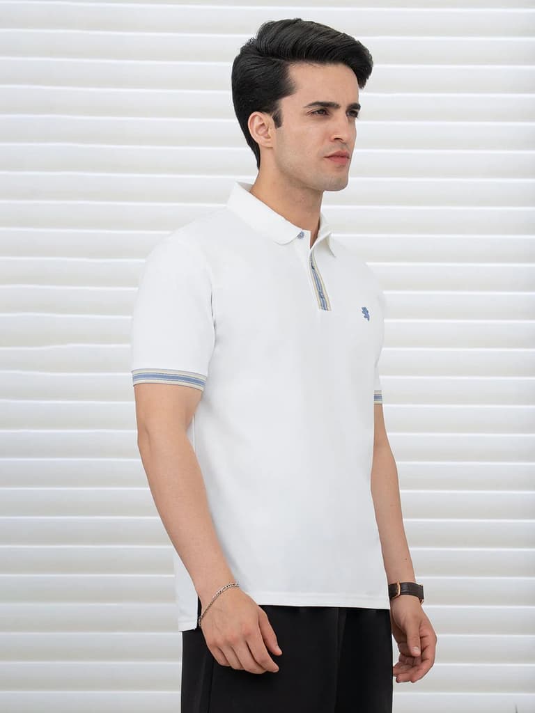 T Shirts for Men in White | Polyester Polo T Shirt — photo 2