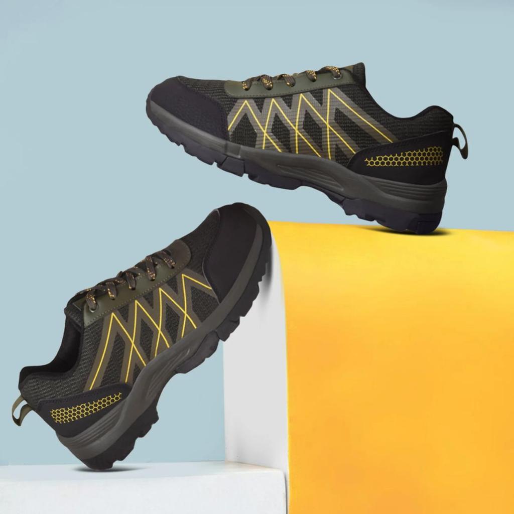 Leap7x Olive Green Sports Lace-Up Trekking Shoes For Men MOUNTAIN2E By Liberty — photo 4