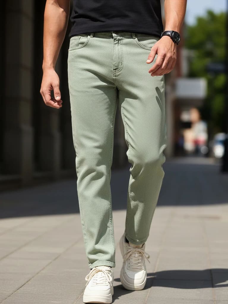 Men's Ice Grey Regular Fit Towel Washed Yellow Tint Denim Jeans Stretchable — 28 / Ice Grey