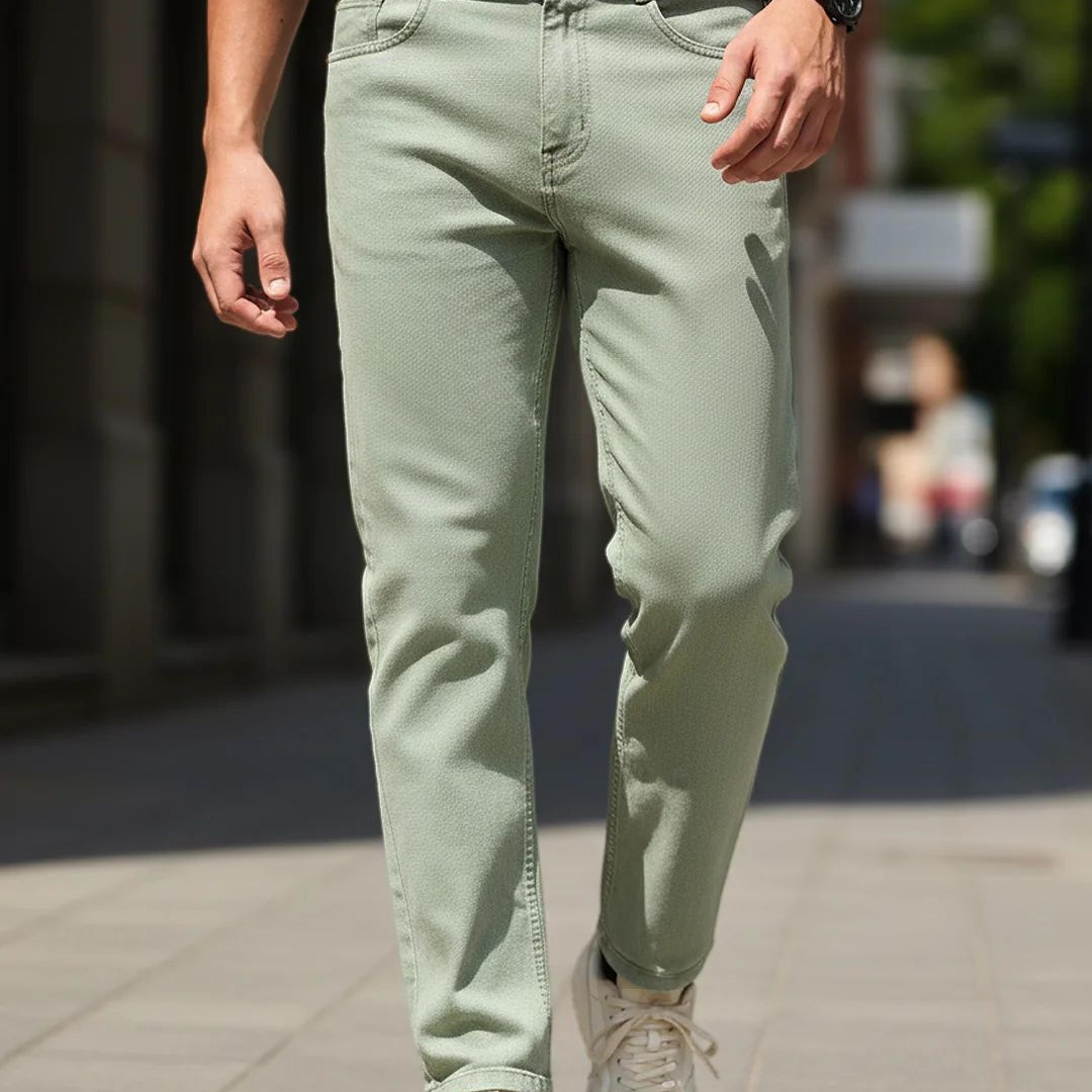 Men's Ice Grey Regular Fit Towel Washed Yellow Tint Denim Jeans Stretchable