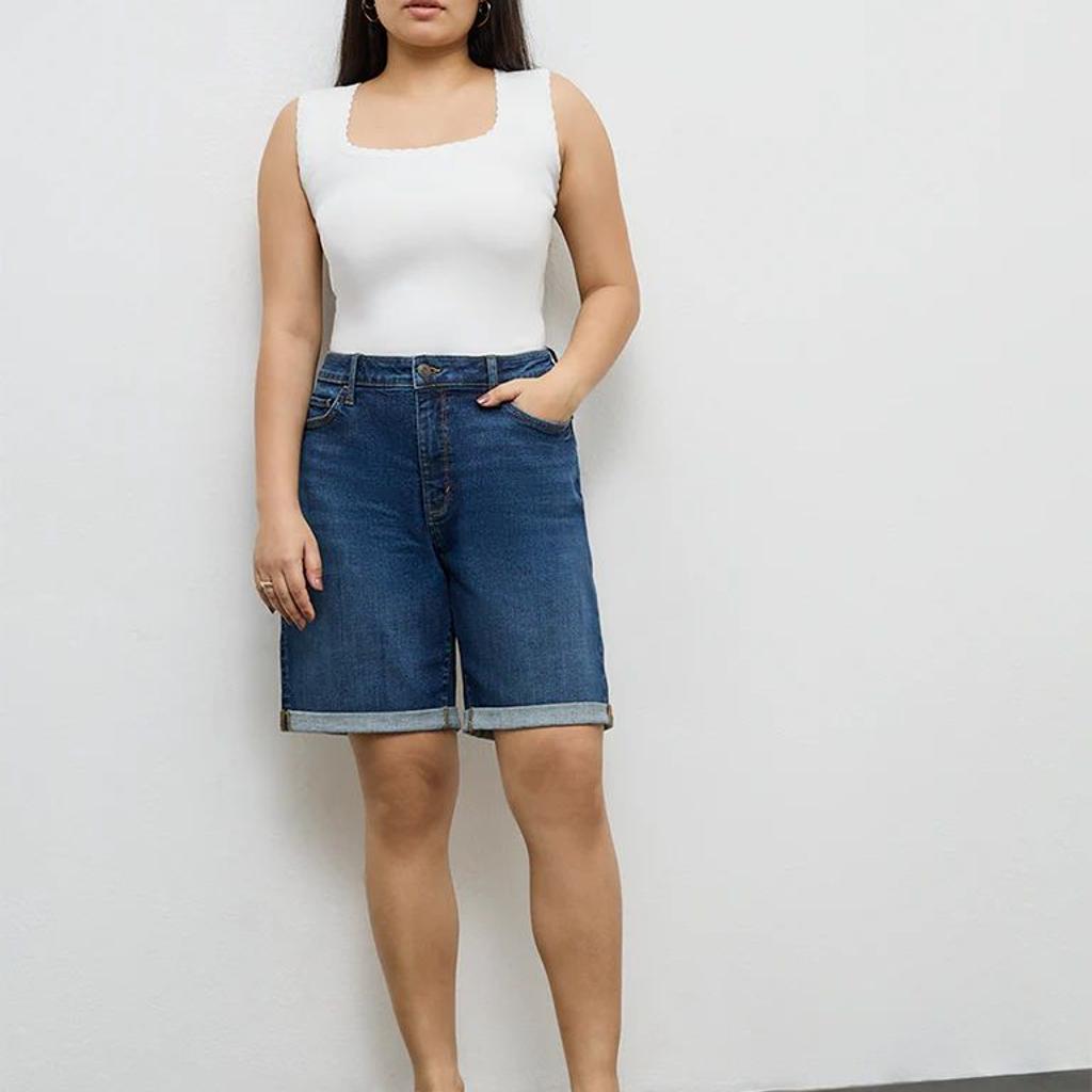 Gia Dark Blue High-Rise Denim Shorts