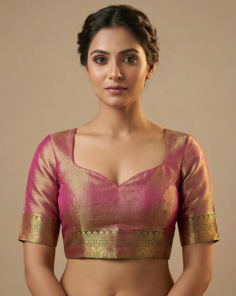 MIMOSA Women's Woven Design Kanjivaram Style Art Silk Saree with Blouse Piece - Magenta (SA00001522MJFREE) — photo 4