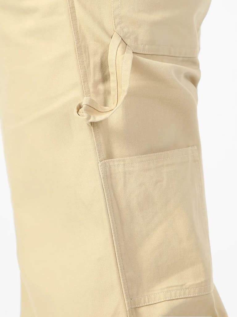 Men's Beige Loose Baggy Fit Solid Carpenter Trouser Pant with 5 Pockets Non-Stretchable — photo 7