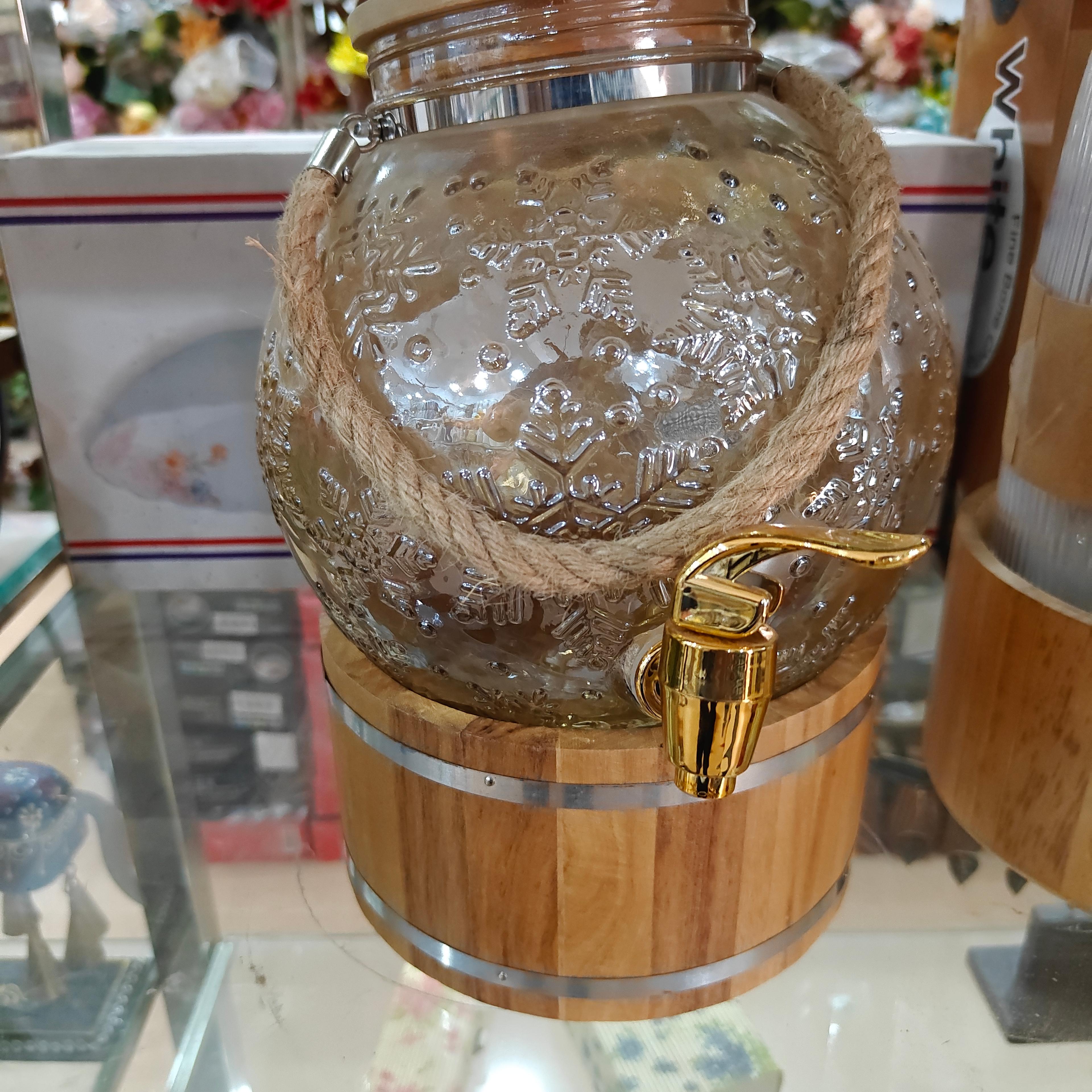 Glass Jar with Wooden Lid | Kitchen Storage | Clear | Gold