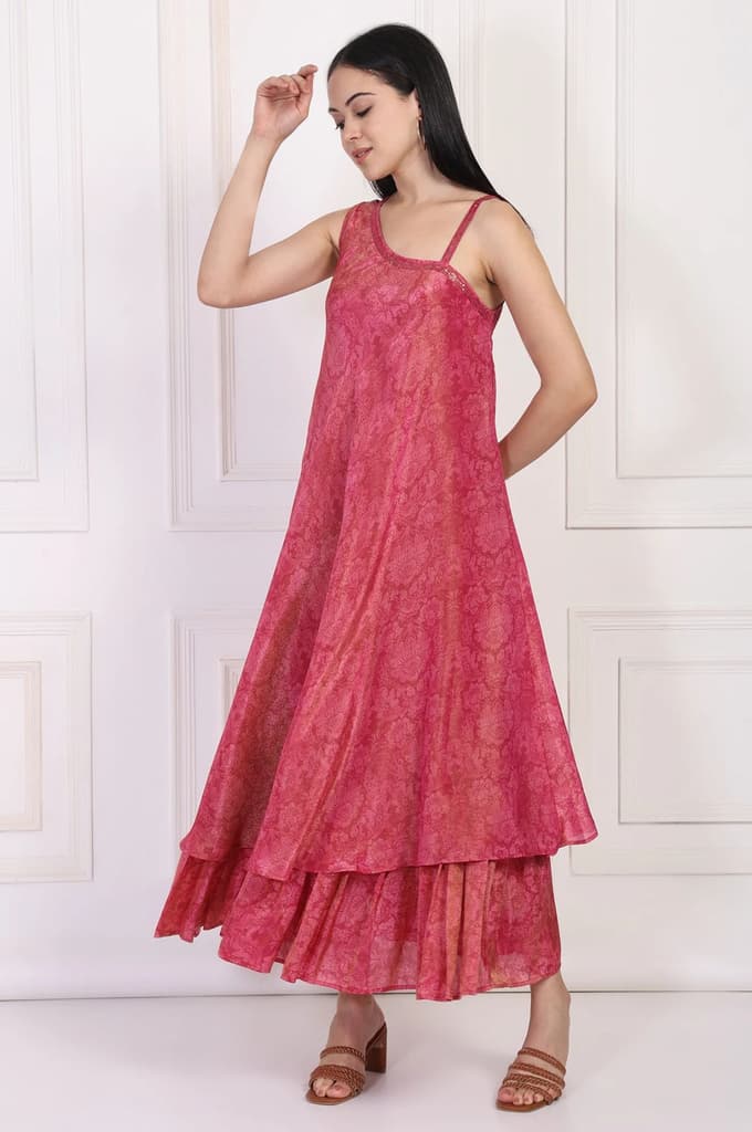 Pink Sequined A-Line Tissue Dress — photo 3