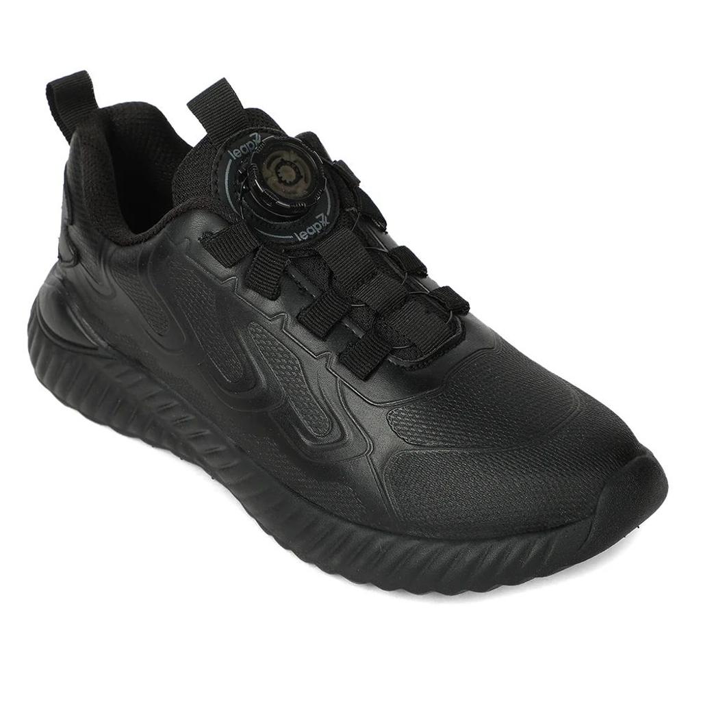 LEAP7X Black School Non Lacing Walking Shoes for Kids NITKID-20E by Liberty