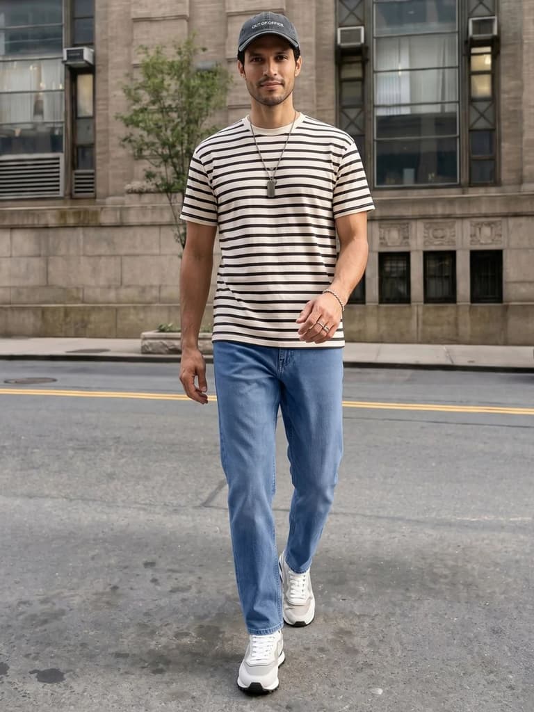 Men's Light Blue Relaxed Fit Washed Denim Jeans Non-Stretchable — photo 4