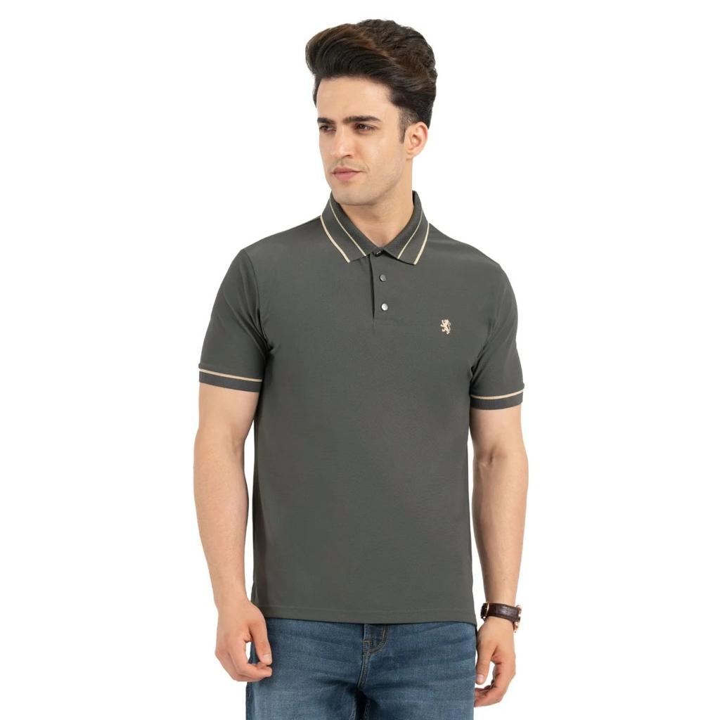 T Shirts for Men in Dark Olive | Nylon Spandex Polo T Shirt