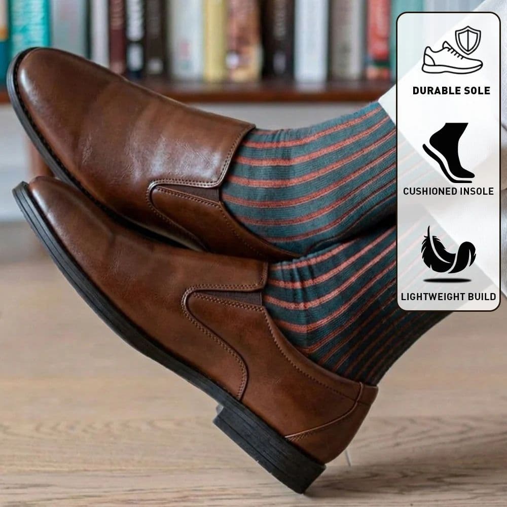 Fortune HML-87E Brown Formal Non Lacing Mocassin Shoes for Men — photo 3
