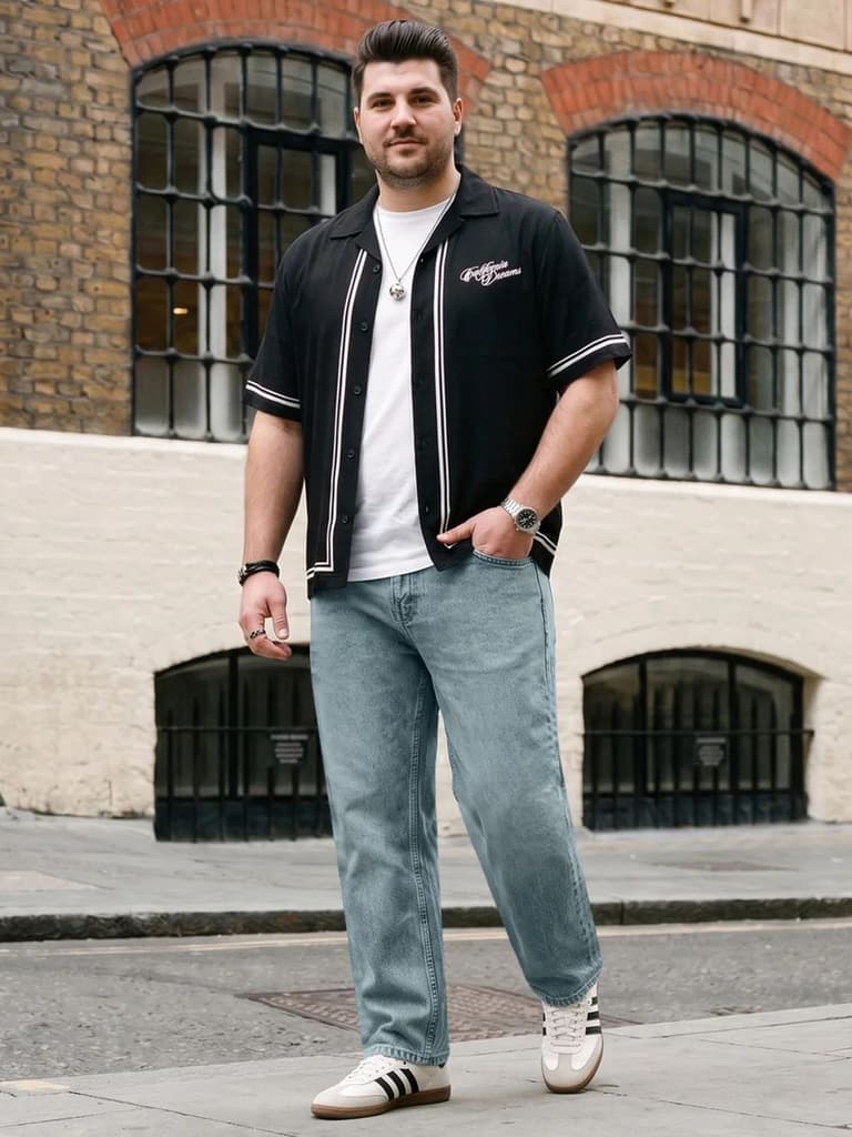 Plus Men's Ice Blue Relaxed Fit Washed Denim Jeans Non-Stretchable — photo 4