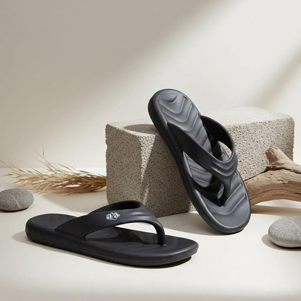 A-HA Black Casual Slip on Slippers for Men LSC-1E By Liberty — photo 2