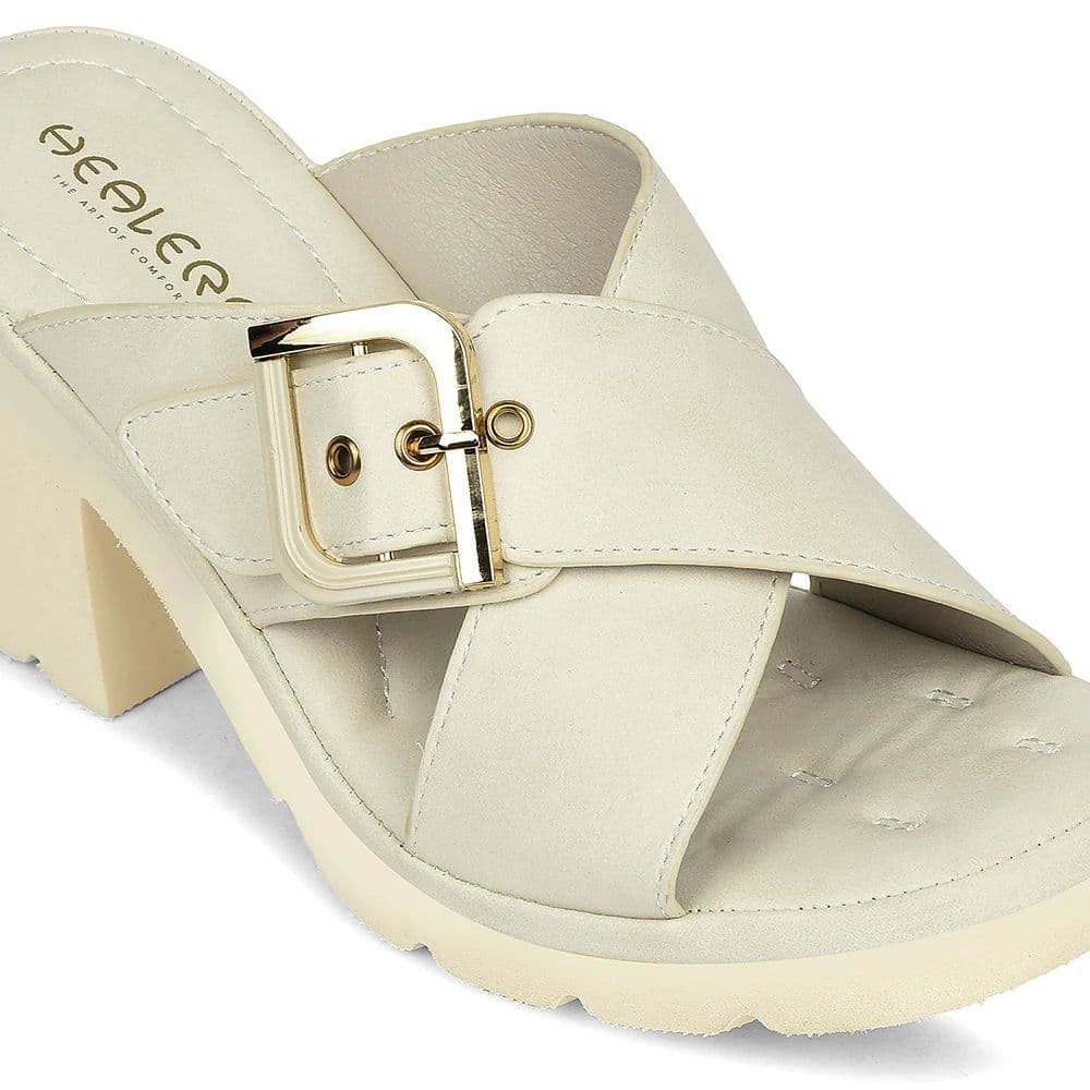 Healers Light Grey Casual Block Heel Sandal For Women ZQ-DM-15 By Liberty — photo 4