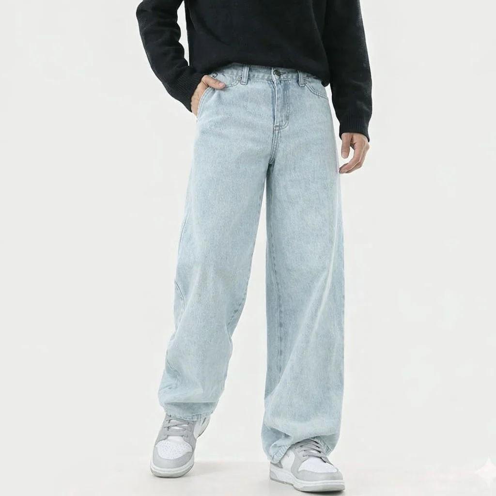 Blue Fade Out Loose Straight Fit Jeans