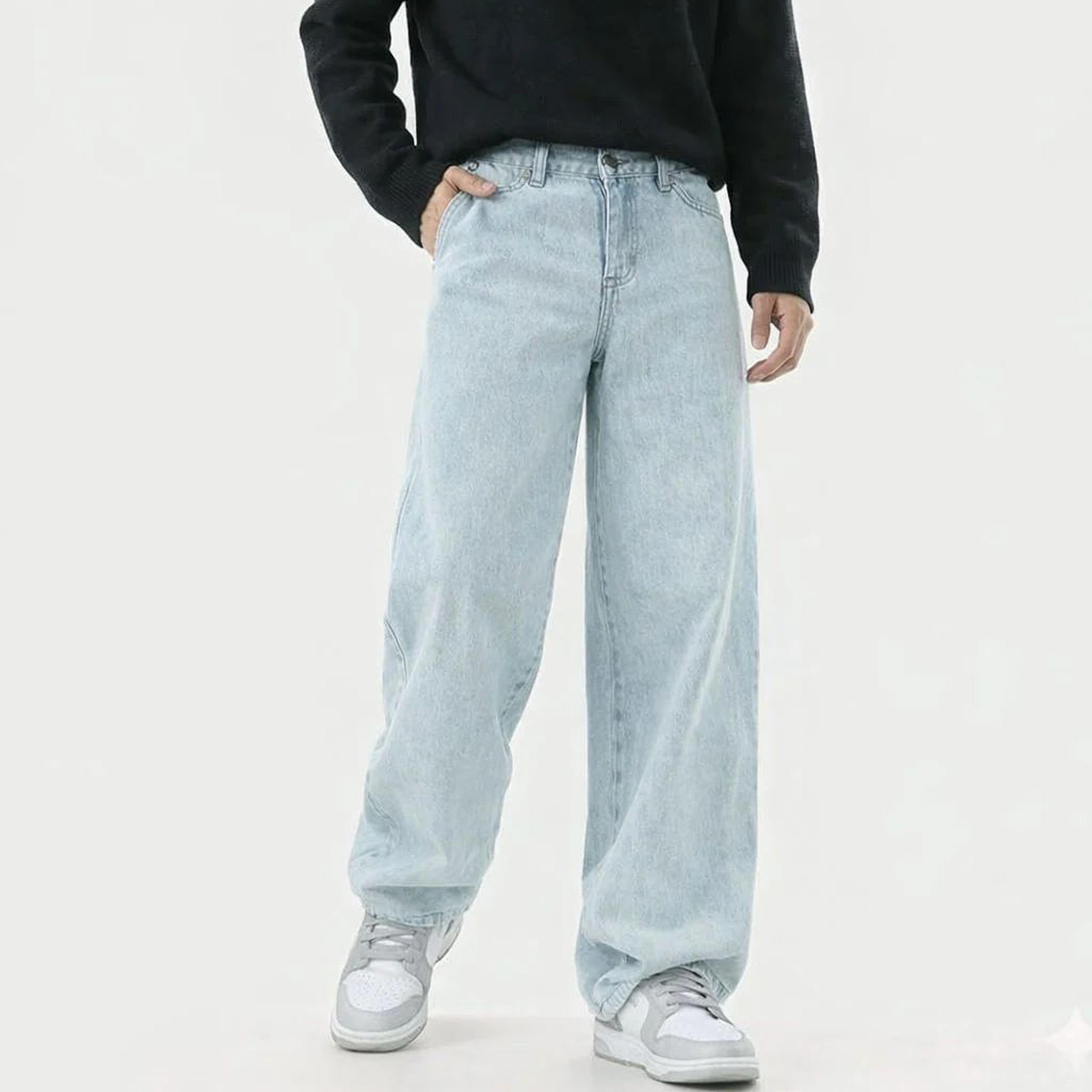 Blue Fade Out Loose Straight Fit Jeans