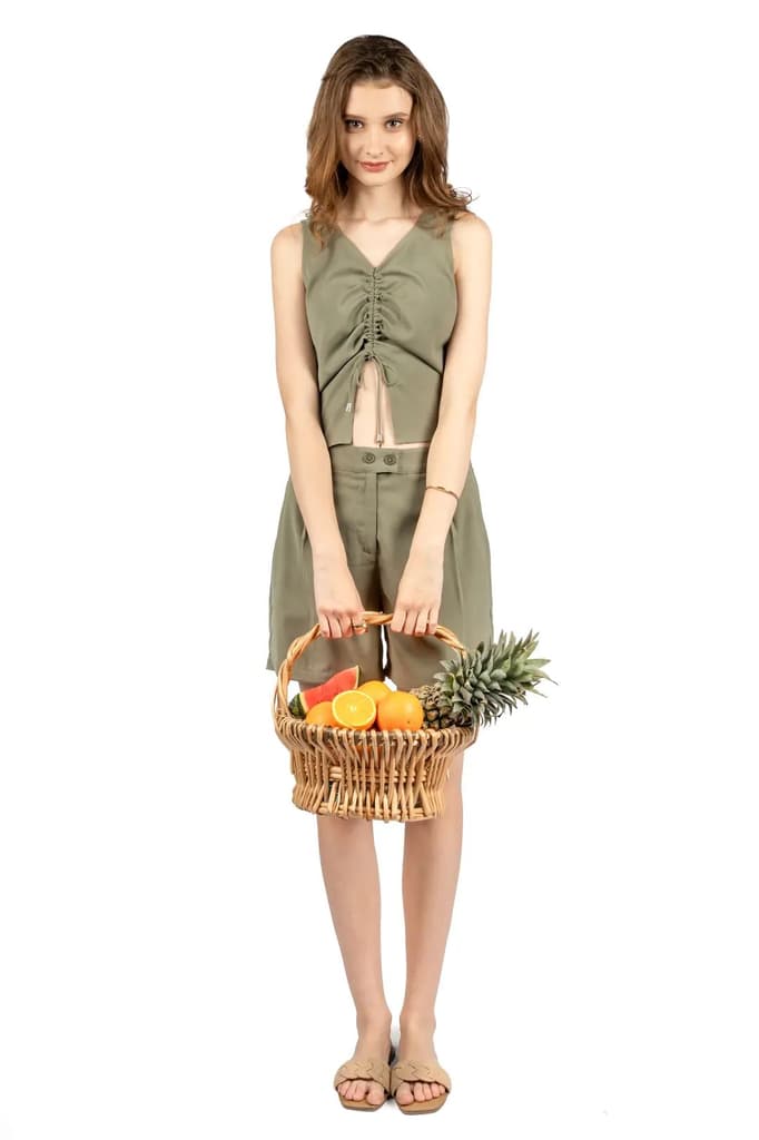 Olive Luxe Poly Moss Co-ord Set — photo 2