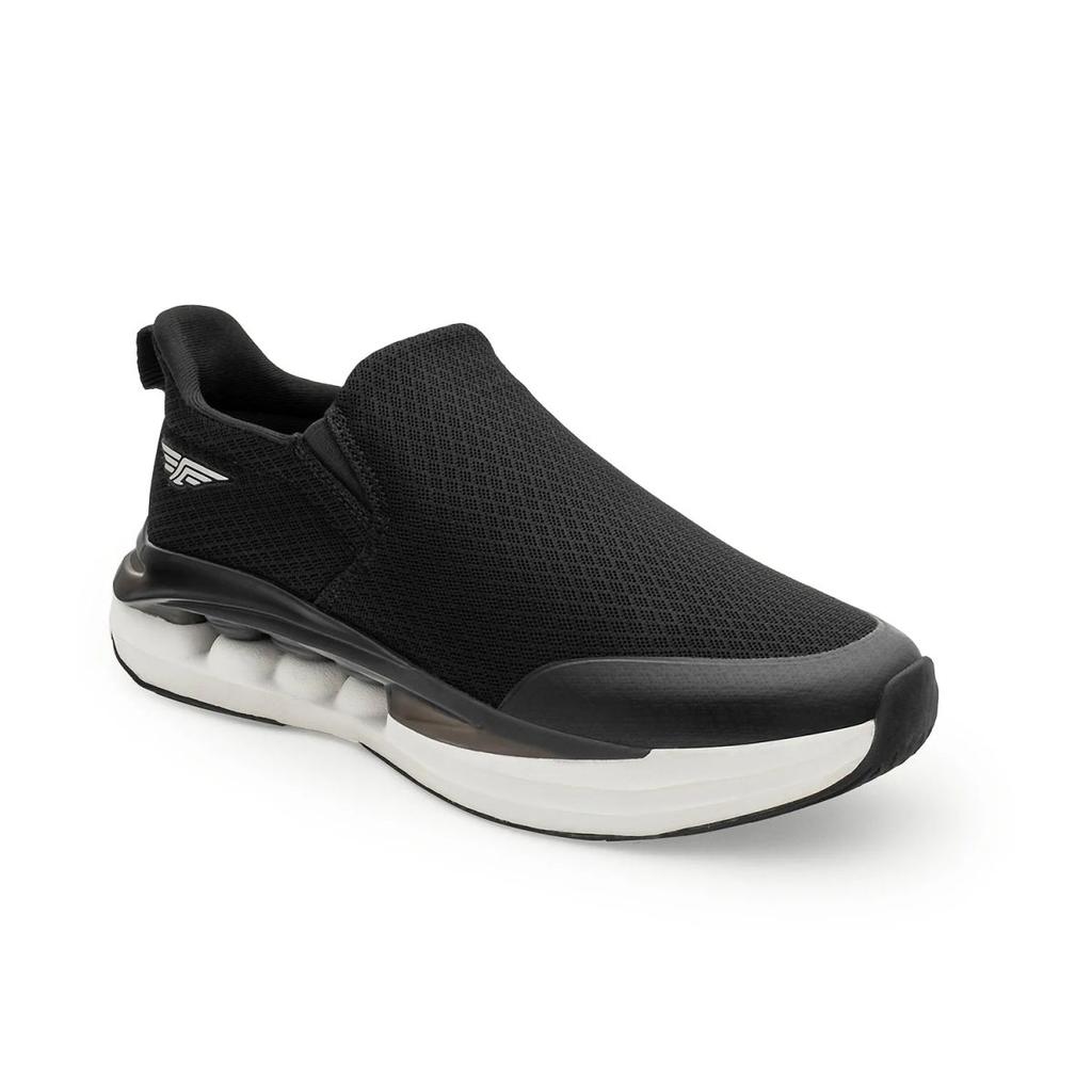 Men's Black and White Walking Slip-On Shoes