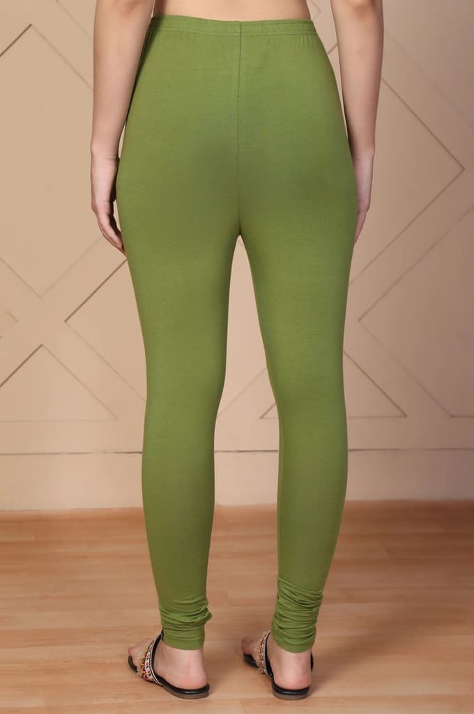 Green Solid Churidar Cotton Tight — photo 4