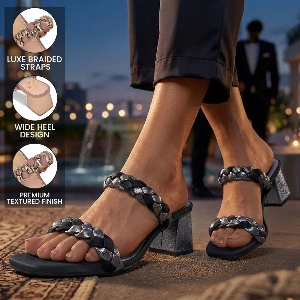 Senorita STY-164E Black Casual Heeled Slippers for Women — photo 3