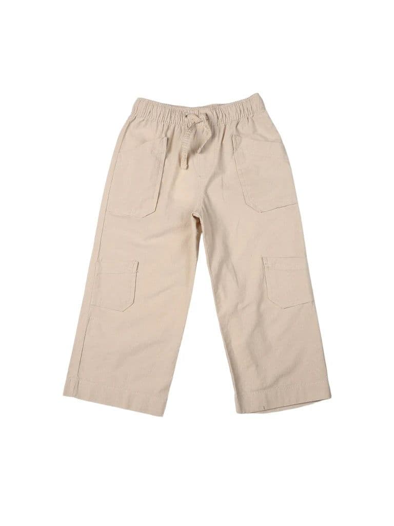 HOP Kids Boys Stone Multi-Pocket Relaxed Fit Cotton Cargo Trousers — photo 3