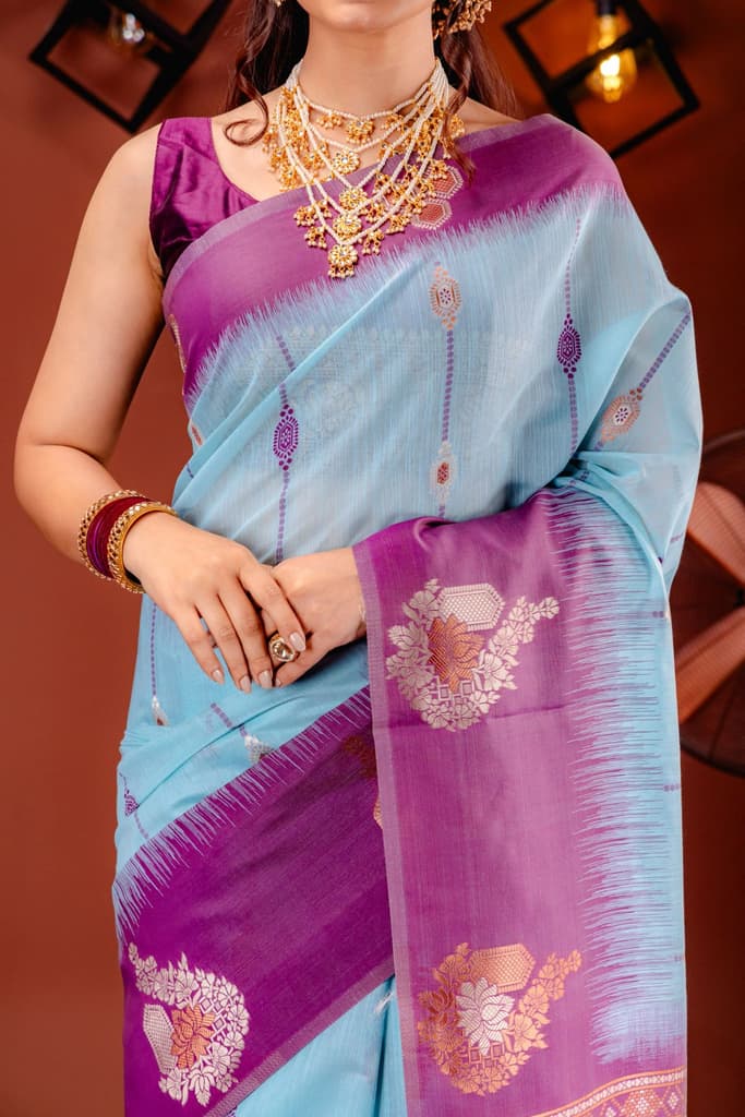 Mimosa Women's Woven Design Banarasi Style Art Silk Saree With Blouse Piece : SA00001795SFFREE — photo 3