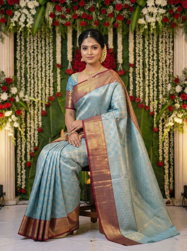 MIMOSA Women's Woven Design Kanjivaram Style Art Silk Saree with Blouse Piece - Ananda (SA00002734ANFREE) — photo 4