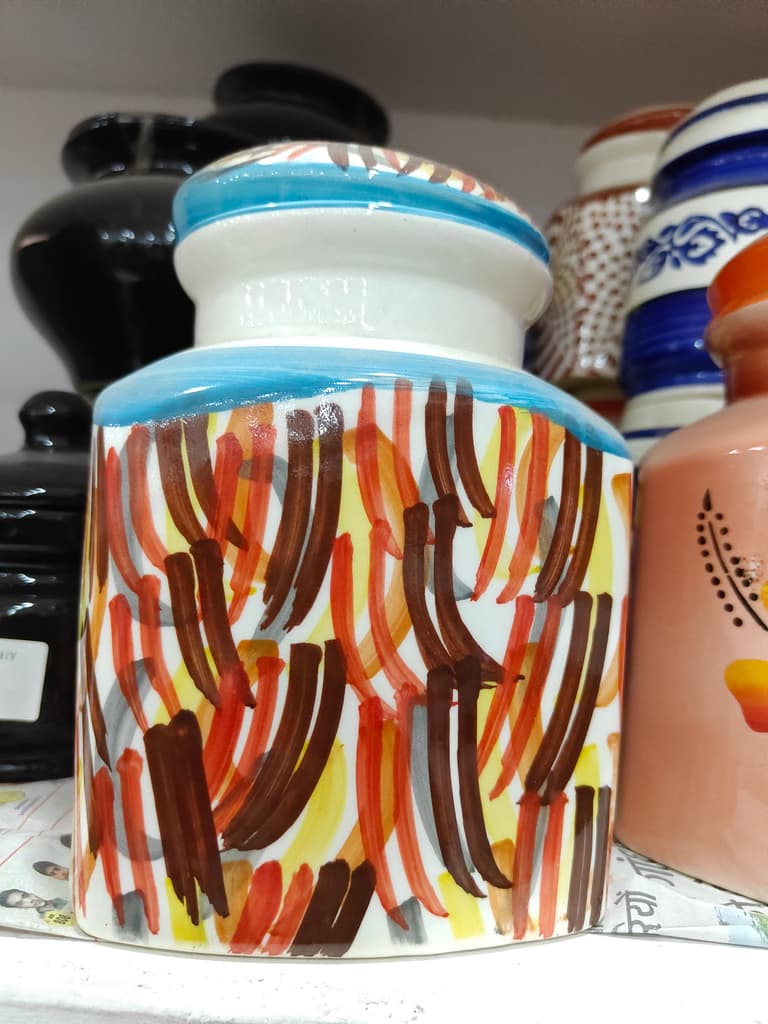 Colorful Vase with Stripes | Ceramic | Decorative | Multi-colored