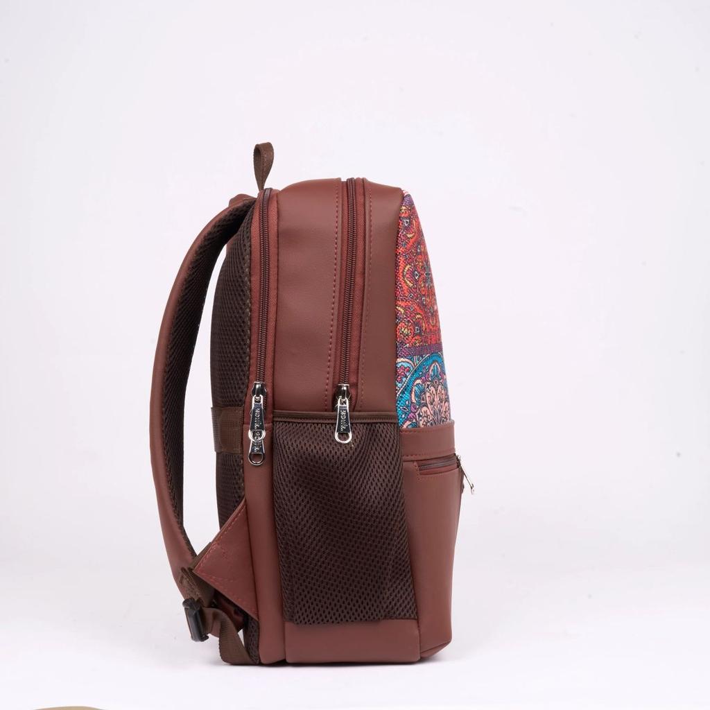 Multicolor Mandala Print Office Backpack (Brown) — photo 5
