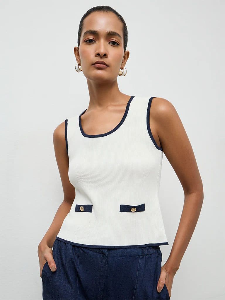 Wardrobe Ivory Ribbed Textured Top — photo 2